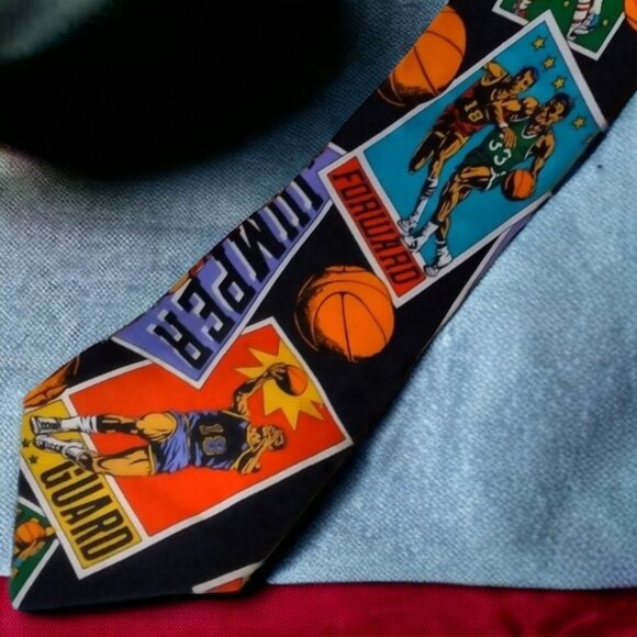 ADDICTION *Vintage* Basketball Tie 100% Silk - Picture 1 of 5